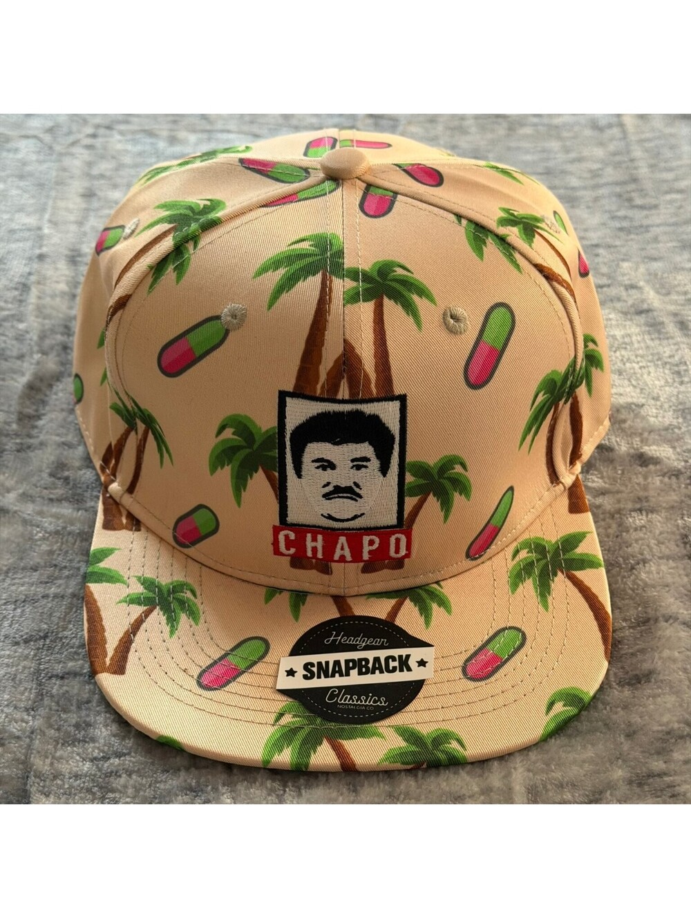 Headgear Classics El Chapo Snapback Hat Men's One Size Tan Green Pink